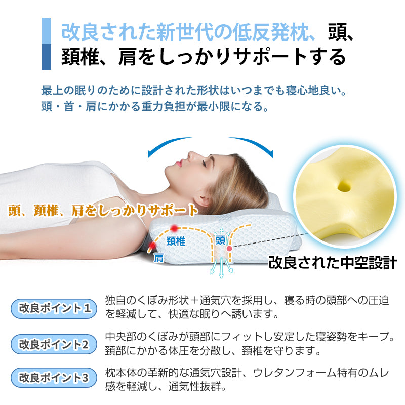 Myefoam 低反発まくら 首・頭・肩をやさしく支える健康枕 人気安眠枕 ...